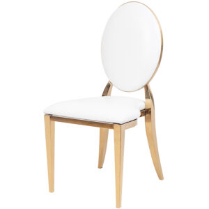 Krzesło Glamour białe ze złotym okuciem O-back