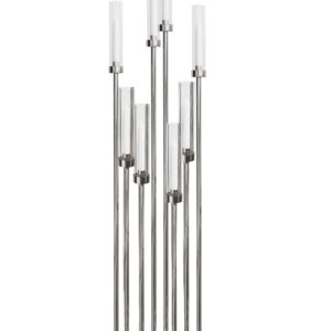 Świecznik metalowy srebrny 8-ramienny BEZ SZKLANYCH TUB