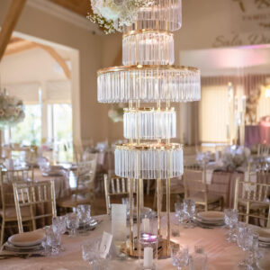 Stelaż karuzela złota 5-piętrowa z akrylowymi zawieszkami 150 cm