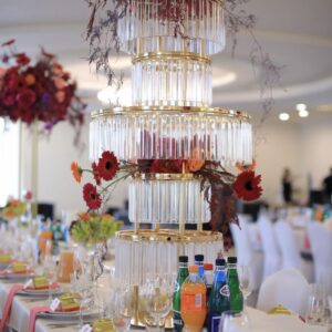 Stelaż karuzela złota 5-piętrowa z akrylowymi zawieszkami 120 cm