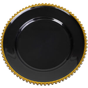 Podtalerz plastikowy czarny 33 cm ze ZŁOTYMI kulkami
