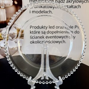 Podtalerz PLASTIKOWY transparentny 33 cm z TRANSPARENTNYMI kulkami