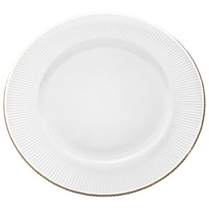 Podtalerz szklany transparentny karbowany ze złotym rantem 33 cm