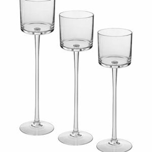 Świecznik szklany bezbarwny na nóżce H 40 cm