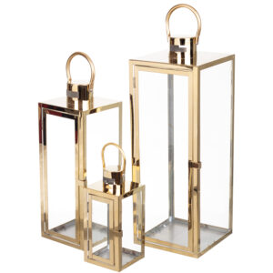 Zestaw 3 szt. latarnii metalowych złotych