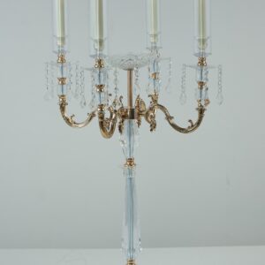 Kandelabr akrylowy z metalowymi elementami H 88 cm