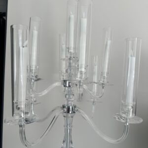 Kandelabr akrylowy H95 cm 9 ramienny ze szklanymi tubami HIT !!