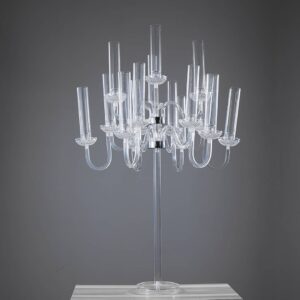 Akrylowy kandelabr XL 16-ramienny z tubami szklanymi