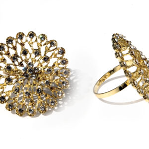 Ring/obrączka na serwetę L złoty z czarnymi dodatkami