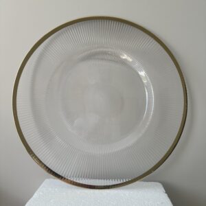 Podtalerz plastikowy transparentny karbowany ze złotym rantem 33 cm