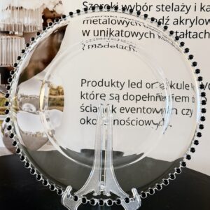 Podtalerz PLASTIKOWY transparentny 33 cm z CZARNYMI kulkami