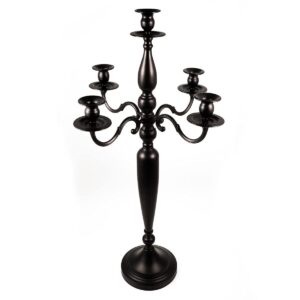 Czarny metalowy kandelabr pięcioramienny H 75 cm