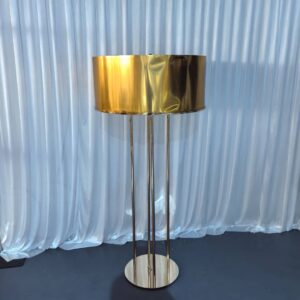 Stelaż metalowy ZŁOTY ze złotym abażurem z hipsu H 150 cm średnica okregu 70 cm