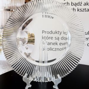 Podtalerz SZKLANY transparentny 33 cm KARBOWANY