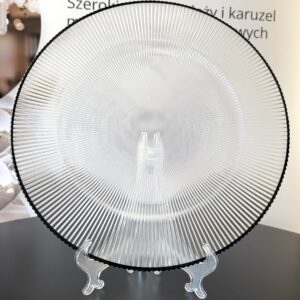 Podtalerz SZKLANY transparentny 33 cm KARBOWANY CZARNY RANT