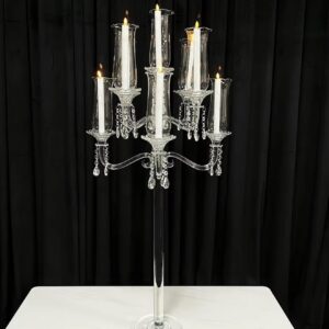 KANDELABR SZKLANY 105/126 cm ze szklanymi tubami 8-ramienny + ramię centralne