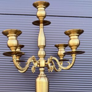 METALOWY ZŁOTY KANDELABR 105 cm 5-ramienny na szerokie świece