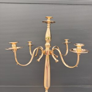 METALOWY ZŁOTY KANDELABR 105 cm 5-ramienny na WĄSKIE świece